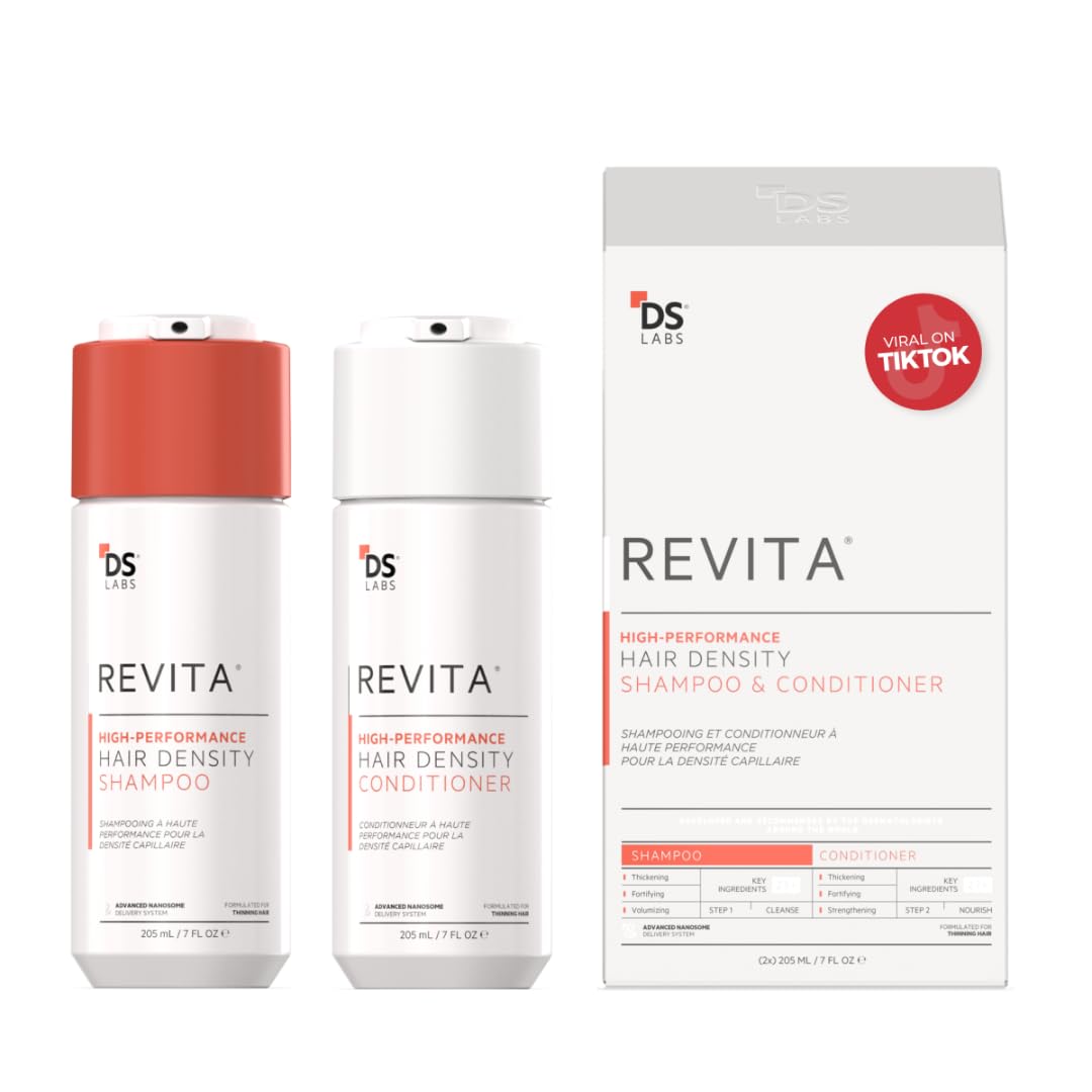 DS Laboratories Revita Shampoo and Conditioner Set - Hair Density Shampoo and Conditioner, Strengthening, Thickening, for Fine Hair, DHT Blocker for Women & Men, 205mL