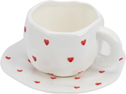 Koythin Ceramic Coffee Mug - Cute Red Heart Design | 10 oz Cup for Office & Home Use