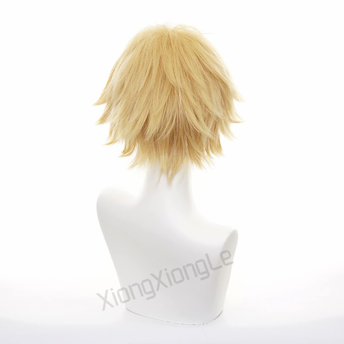 XiongXiongLe Cosplay Wig Anime Chainsaw Man Denji Cos Role Playing Short Yellow Heat Resistant Fiber Synthetic Costume Hair with Cap Wig for Party Halloween(Denji)