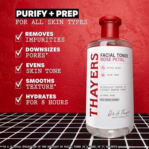 THAYERS Alcohol-Free Rose Petal Witch Hazel Facial Toner for Glowing Skin, Soothing, Hydrating, Refreshing Toner for All Skin Types, 12oz (Packaging May Vary)