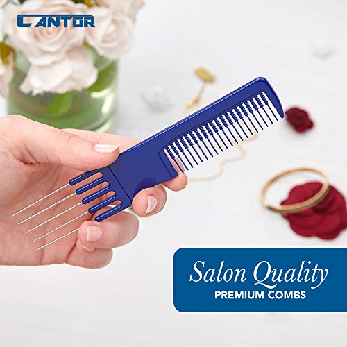 Lift Teasing Comb and Hair Pick – 1 Pack Stainless Still Lifts - Chemical and Heat Resistant Detangler Comb – Anti Static Comb For All Hair Types – By Cantor