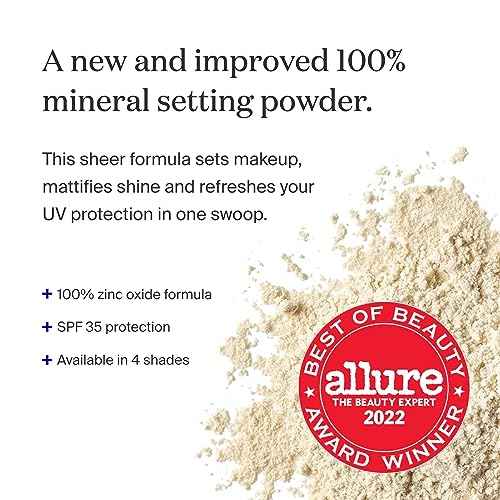 Supergoop! (Re) setting Mineral Powder, Translucent - 0.15 oz - Makeup Setting Powder + Broad Spectrum SPF 35 PA+++ Sunscreen - With Ceramides, Olive Glycerides & Coated Silica Spheres