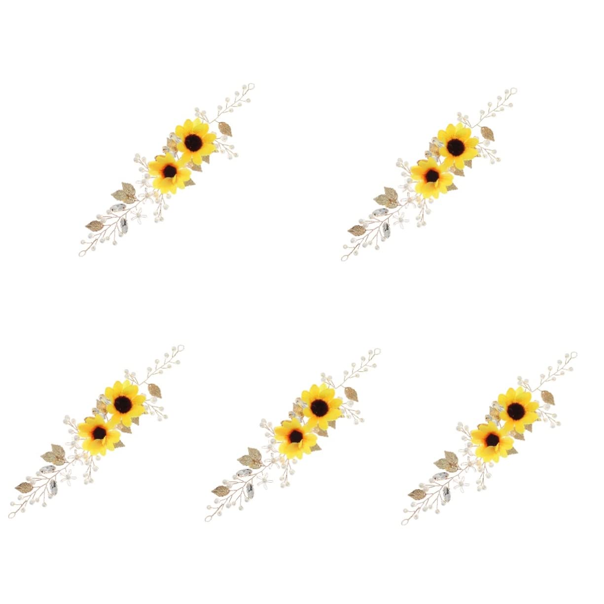 5pcs Sunflower Headbands for Women - Floral Headdress, Wedding Bridal Girl's Flower Headpiece Hairband