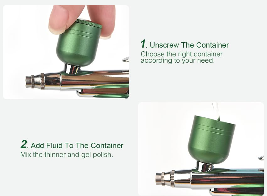 siyuwuro Airbrush Kit with Compressor Rechargeable Cordless 0.3mm Nozzle Airbrush Portable Adjustable Handheld Airbrush Set for Nail Art, Makeup, Painting, Cake Decorating, Green