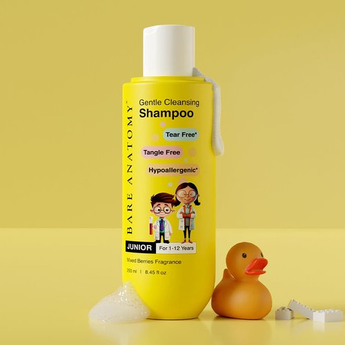 Bare Anatomy Junior Gentle Cleansing Shampoo - Tear-Free & Hypoallergenic for Kids 5-12 | Coconut Milk, Almond Oil & Vitamin E | 8.8 Fl Oz