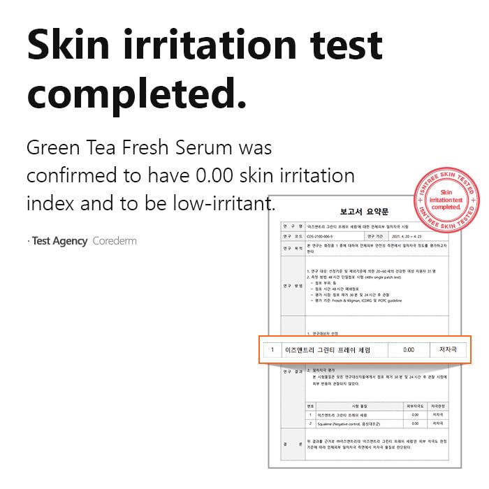 ISNTREE Green Tea Fresh Serum - Hydrating Formula with Jeju Green Tea Extract | 50ml | Balances Oil & Moisture
