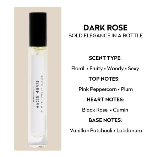 Octavia Morgan Dark Rose Eau De Parfum - Bold Vanilla & Black Rose Fragrance - Long-Lasting Unisex Perfume - 10ML Travel Size