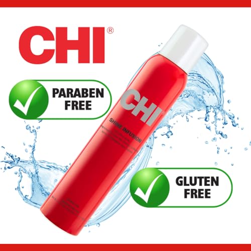 CHI Shine Infusion Thermal Polishing Spray, Adds Shine, Controls Frizz & Split Ends for All Hair Types - Unisex, Sulfate & Paraben-Free - 5.3 Oz