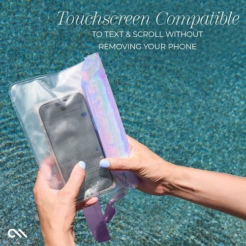Case-Mate Waterproof Phone Pouch - IP68 Triple Seal Protection & Adjustable Strap | Iridescent for iPhone 17 Pro Max/16 Pro Max/15/14/S26/S25/Pixel 10