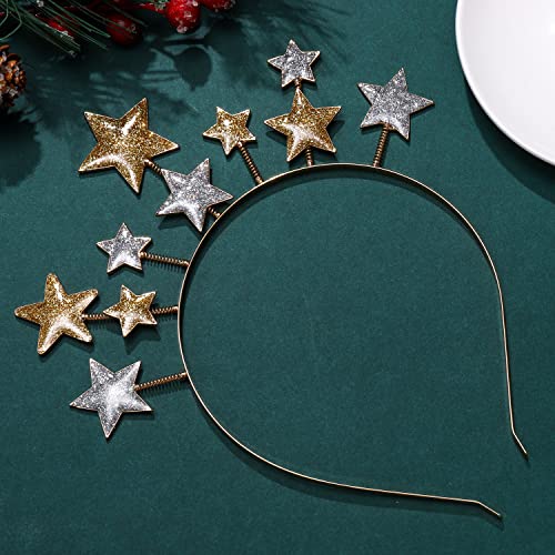 New Year Eve Headband Tiara Glitter Star Christmas Hairband for Women Girls Stars Headpiece Hair Accessory Party Favors Decor