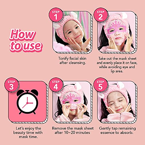peach and face mask for kids, Skincare for kids, Spa day kit for girls, Perfect gifts for girls 6-8, Pack of 5