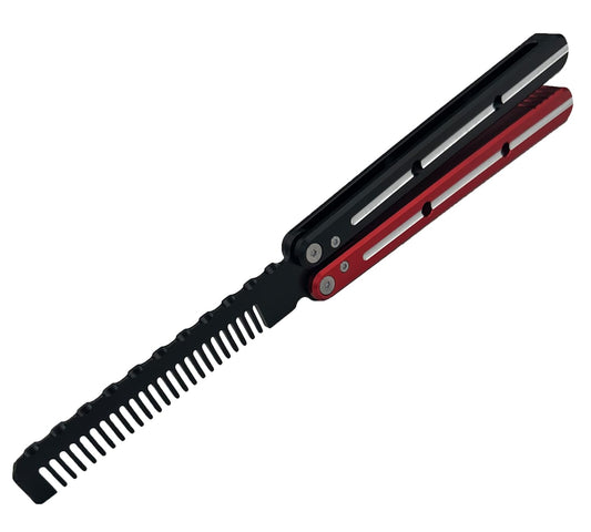 Colorful Butterfly Comb with Channel Aluminum Handles, Bearing Bushing Systerm, Zen Pins Designed, Gift for Boys,Men (Black+Red)