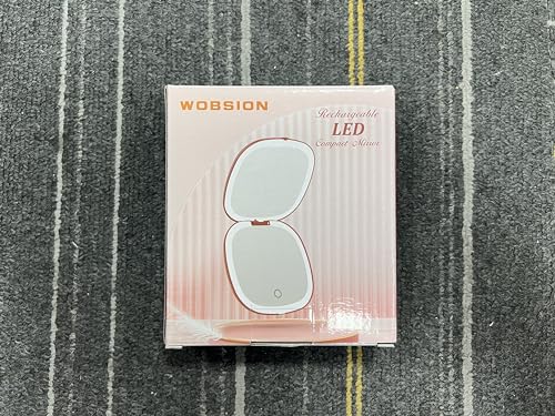 wobsion Travel Mirror with Light, Rechargeable 1x/10x Compact Magnifying Mirror, Dimmable Pocket Mirror,Handheld 2-Side Mirror with Light,4inch Travel Size,Portable for Handbag,Purse,Gift,Red