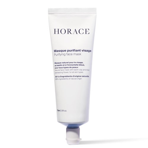 HORACE Purifying Face Mask for Men - Deep Cleanse with Kaolin Clay & Blue Everlasting Flower - Unscented, 2.45 fl. oz.