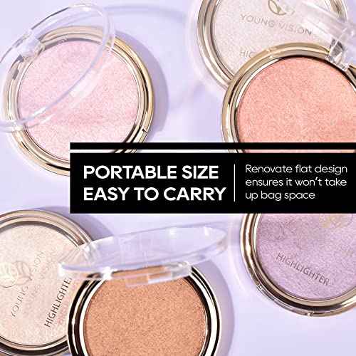 Baked Pink Highlighter Powder Palette, Makeup Highlighter Powder Palette Sheer Shimmering Finish Face Highlighters Makeup Iluminadores de Maquillaje #02 Mermaid Pink