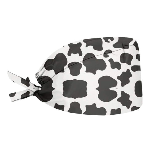 JEOCODY Cow Print Women Men Working Hat with Sweatband Breathable Headgear Cap for Work Universal Fit One Size