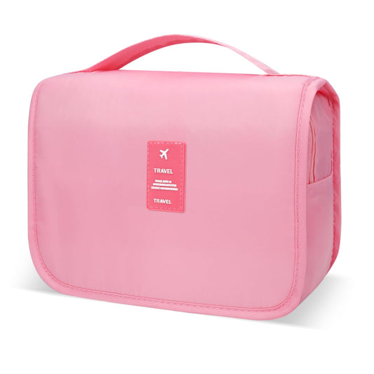 Lcsmaokin Large Capacity Toiletry Bag Travel Bag with Hanging Hook for Men and Women Waterproof Travel Cosmetic Bag Bathroom Storage Bag for Brushes Set, Full-Sized Shampoo,Accessories(Pink)