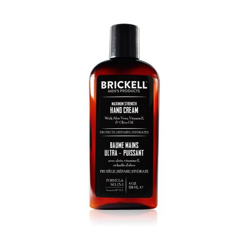 Brickell Men's Hand Cream - Maximum Strength Natural & Organic Lotion with Vitamin E | 4 Oz Unscented