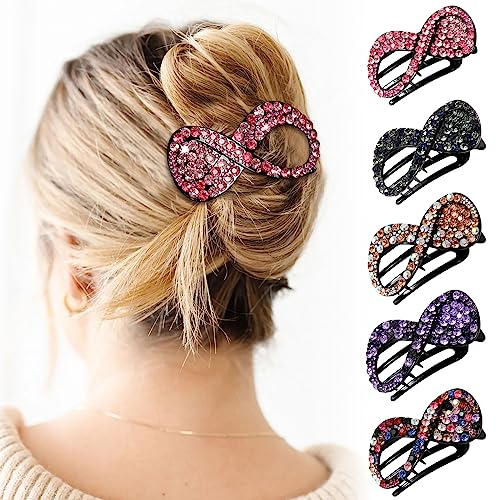 French Concord Hair Clips Claw - 6Pcs Side Slid Flat Hair Clips for Volume Strong Hold No Slip Grip Hair Claw Clips for Women Girls Thick Thin Hair (Tortoiseshell(Large, 4.7 inches))