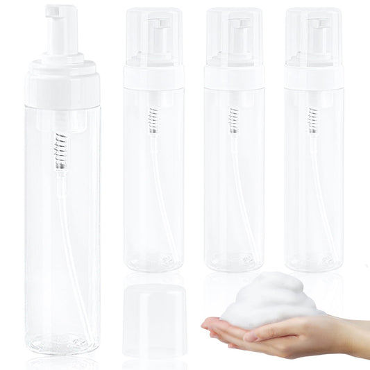 TMLECE TM Foam Pump Bottle 8.5oz/250ml Clear Empty Foam Bottle Pump, Travel Foam Bottle for Soap, Shampoo, Cleaning Foam Dispenser Bottle Refillable (4 Pack)