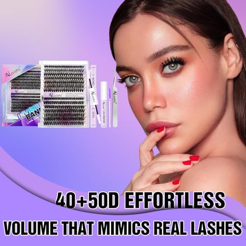 Lash Clusters Kit, DIY Cluster Eyelash Extensions 9‑16mm, 30D+40D+50D, 240pcs Fluffy D Curl Natural Lashes with Lash Bond and Seal,Tweezers, Remover, Brush–Waterproof Fake Wispy Individual Clusters