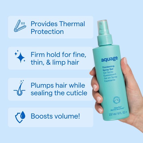 AQUAGE Thickening Spraygel, Firm-Hold Styling Spray with Ultraflex Polymer Technology, Thickens & Strengthens Fine, Thin Hair That Lacks Body & Vitality