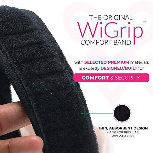 MILANO COLLECTION WiGrip, the Original Comfort Grip Band, Adjustable Wig Band for Tension-Free Glueless Wig, Nonslip Wig Headband, Tension-Free, One Size Fits All, Black