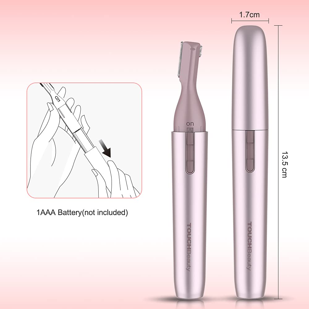 TOUCHBeauty Facial Hair Trimmer Eyebrow Shaper Wet & Dry Hair Removal for Face Legs Battery Powered Upgraded(Rose Gold)