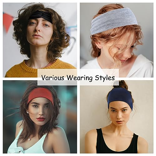 Achiou 6 Pack Twisted Knotted Headbands - Wide Non-Slip Elastic Boho Hair Bands for Women, Curly Hair, Girls, Yoga & Workout