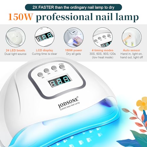 JODSONE Gel Nail Polish Kit with U V Light 32 Colors Gel Polish Set Soak Off Nail Kit Nail Art Salon or Home DIY Manicure Tools Gifts for Women