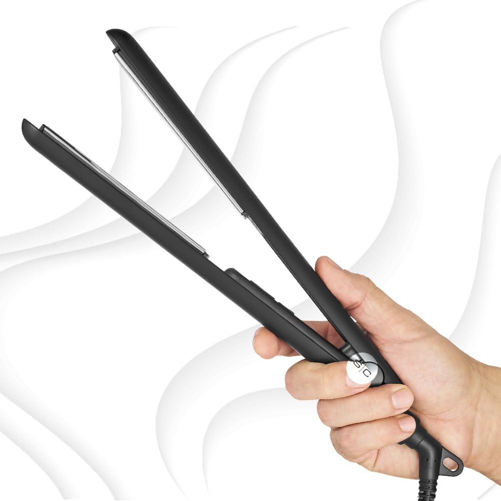 StyleCraft STAY-TEMP Professional 1-Inch Titanium Flat Iron, Titanium Ultra-Thin Hair Straightener for All Hair Types