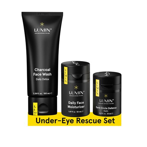 Lumin No Baggage Trio - Skincare Kit with Charcoal Face Wash, Moisturizer & Dark Circle Balm - All Skin Types