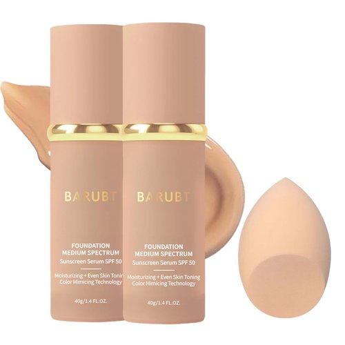 4 in 1 Color Changing Foundation by [Brand Name] - SPF 50 Moisturizing Medium-Full Coverage Cream