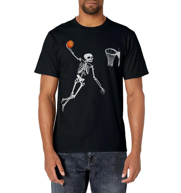 Monster Slam Dunk Halloween Basketball Skeleton Skull Dunker T-Shirt