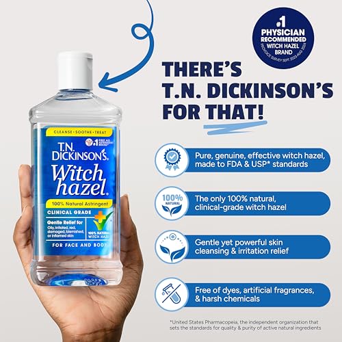 T.N. Dickinson's Witch Hazel 100% Natural Astringent for Face and Body, 8 fl oz