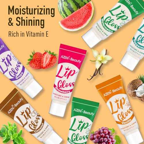 AZEN 24 Pack Lip Gloss Set, Clear Lip Gloss Bulk, Lip Oil for Dry Cracked Lips Moisturizing Hydrating Nourishing with Vitamin E