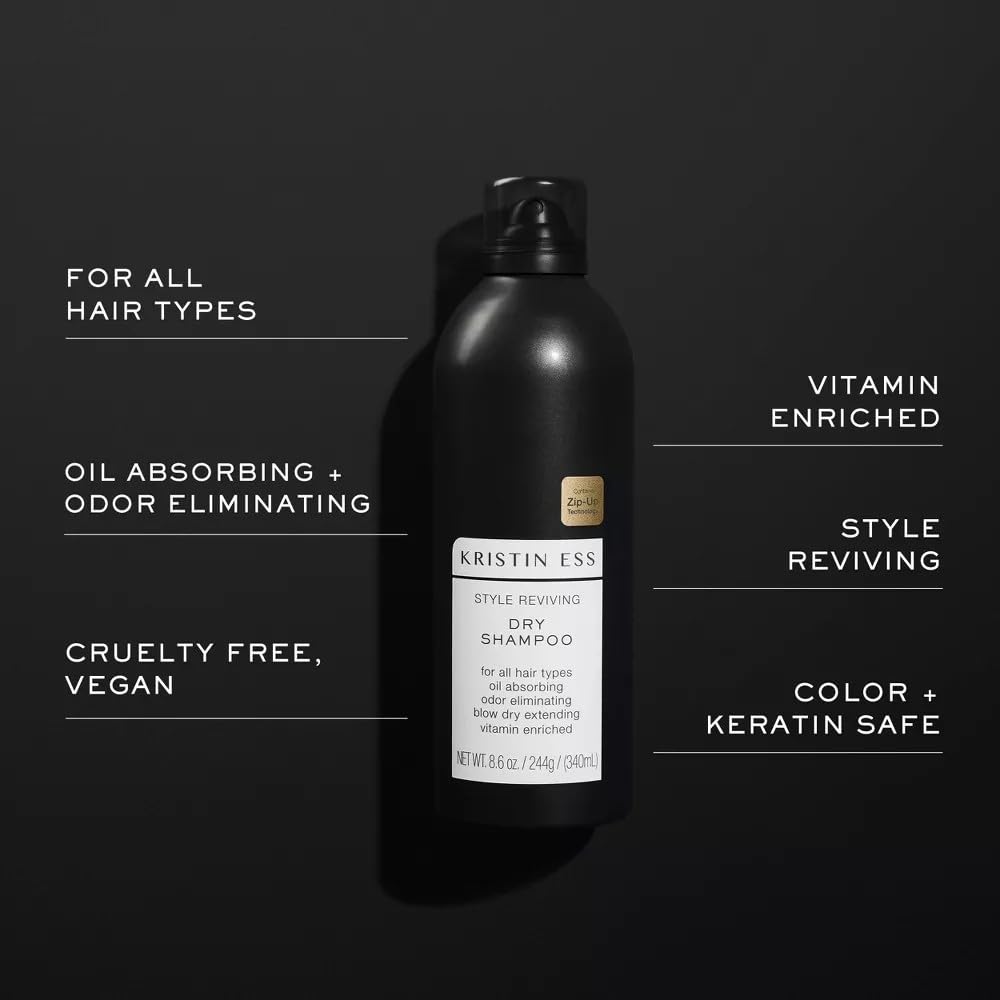 Kristin Ess Volumizing Jumbo Dry Shampoo Spray - Oil Absorbing, Frizz Control, Fresh Pear Scent - Vegan & Color Safe