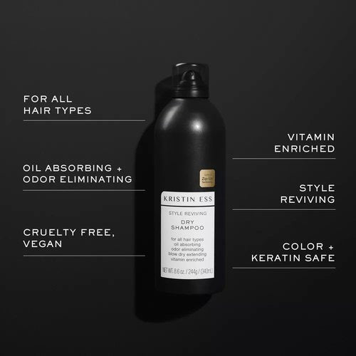 Kristin Ess Volumizing Jumbo Dry Shampoo Spray for Oily Hair + Frizz with Vitamin C - Oil Absorbing Style Extender with Minimal Residue - Sulfate Free + Vegan + Color Safe - Fresh Pear Fragrance