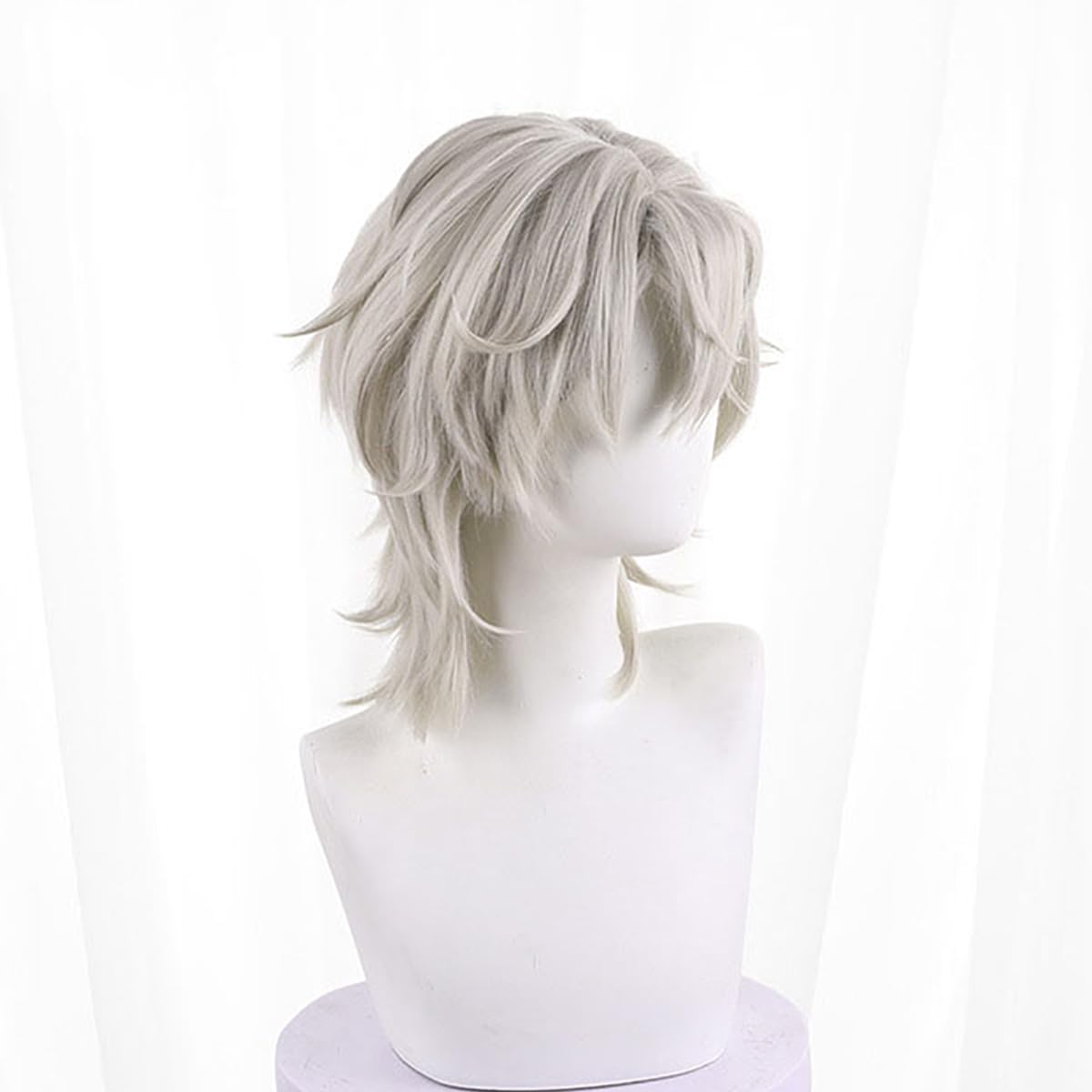 XiongXiongLe Honkai Star Rail Aventurine Cosplay Wig Men's Costume Light White Upturned Bangs Short Hair Wigs for Boys Cos Party Halloween Christmas Comic Con(Aventurine)