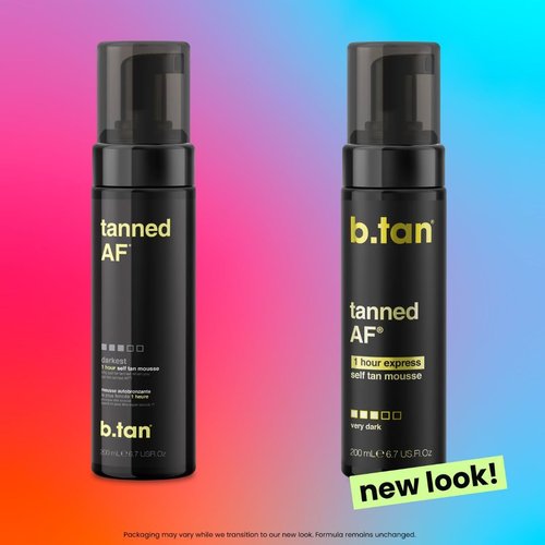 b.tan Dark Self Tanner Mousse - Ultra Dark Bronzing Glow | 1 Hour Express Sunless Tanning Foam, 6.7 Fl Oz