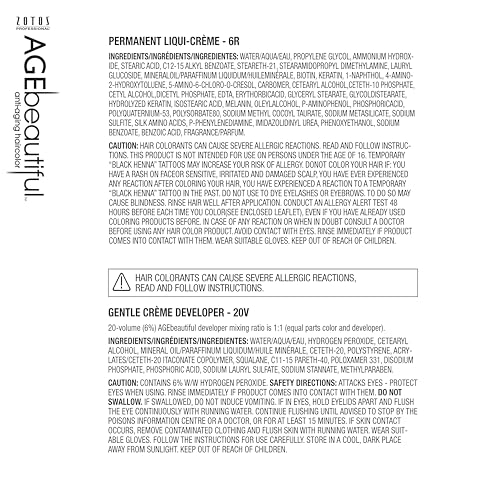 AGE beautiful Permanent Hair Color Dye Liqui Creme | 100% Gray Coverage | Anti-Aging Haircolor | Biotin for Thicker, Fuller Hair | Professional Salon Coloring | 6R Light Red