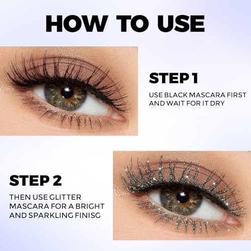 FOCALLURE Star Drifter Glitter Mascara Topper, Long Lasting Quick Dry Soft Gel, Subtle Blue Shimmer Finish, BL01 INCEPTION