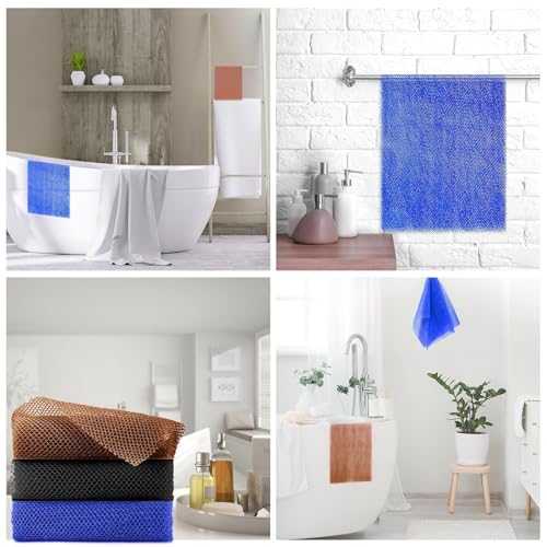 UJFQBH 5 Pieces African Bath Sponge African Net Long Net Bath Sponge Exfoliating Shower Body Scrubber Back Scrubber Skin Smoother,Great for Daily Use (Purple, Pink, Green, Blue, White)