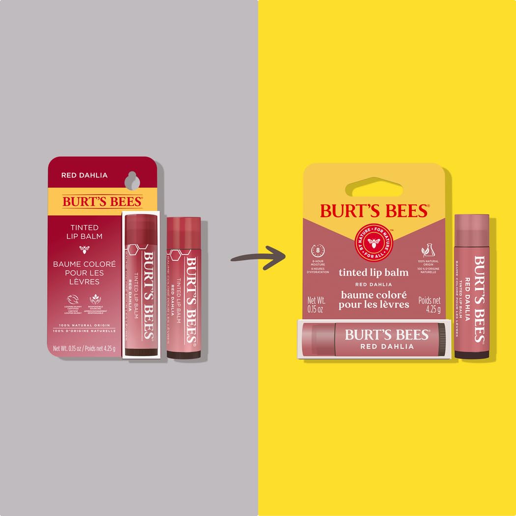 Burt's Bees Tinted Lip Balm - Red Dahlia | Hydrating Color in 0.15oz Size