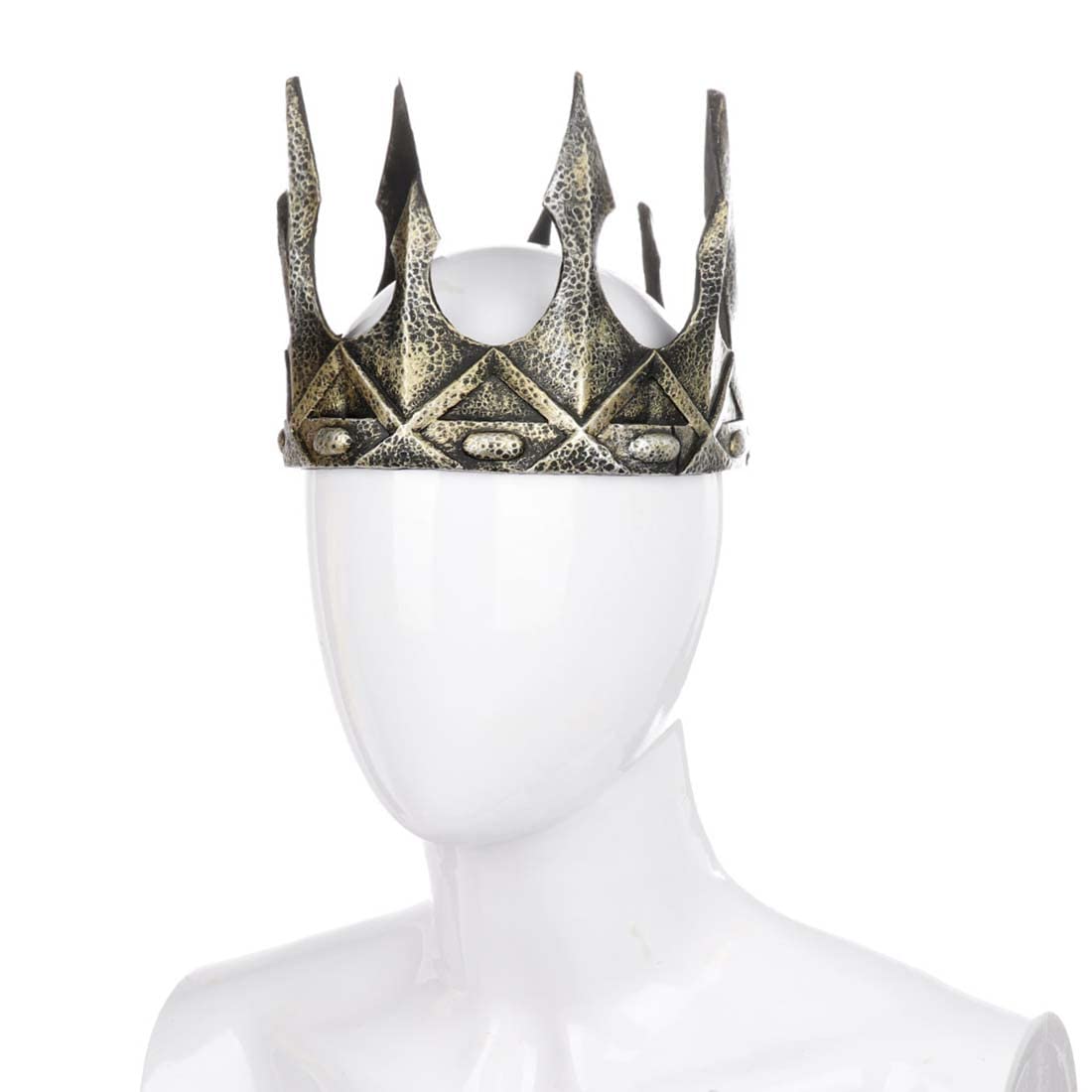 BooW Adult Medieval King Antique Crown Mens Royal Imperial Costume Headwear Halloween Fancy Dress Accessories (Antique Crown B-Golden)