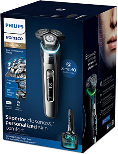 Philips Norelco Shaver 9800, S9987/85 + Philips Norelco 2pk Quick Clean Pod Replacement Cartridge, CC12/52