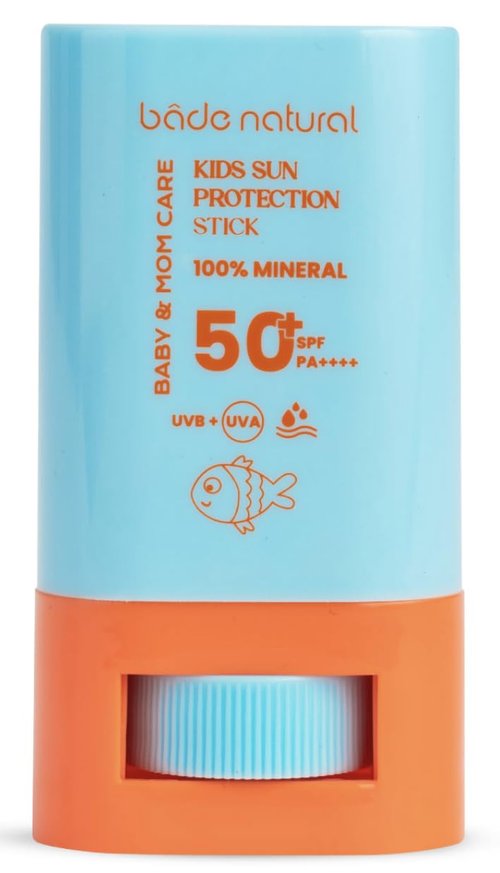 Bade Natural Kids Mineral Sunscreen Stick SPF 50+ - 100% Natural Zinc Oxide Protection for Babies & Children, Water Resistant, 0.56 oz