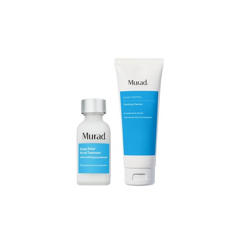 Murad Acne Treatment Combo - Deep Relief Treatment & Clarifying Cleanser with Salicylic Acid | Set of 2