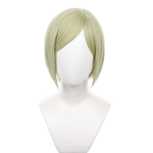 XiongXiongLe Nanami Kento Wig Cosplay Jujutsu Kaisen Men Costume Light Green Heat Synthetic Hair Replacement Wigs + Wig Cap For Boys Party Halloween Christmas(Nanami Kento)