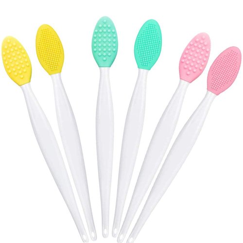3 Pcs Lip Scrub Brush with Silicone Facial Cleansing Brush,2 Pcs Face Scrubber Gentle Exfoliating,Removing Blackhead,Massaging